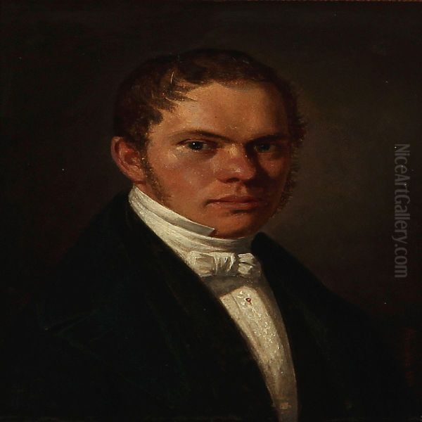 A Portrait Of A Young Gentlemen Oil Painting by Andreas Herman Hunaeus