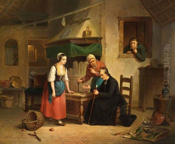 The Visit Oil Painting by Alouis Pierre Paul Hunin