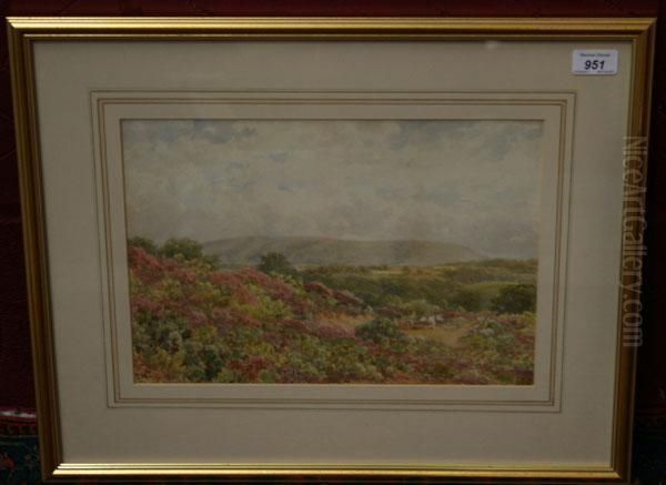 Figure In A Horse And Cart In Extensive Moorland Landscape Oil Painting by Thomas Hunt