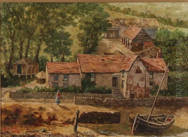 Cornish Village Oil Painting by Anne Lucy Hunnibell