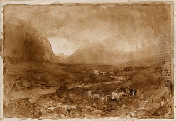 Landscape Sketch Oil Painting by Alfred William Hunt