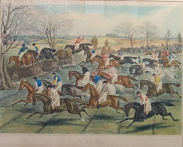 The Grand Military Steeple Chase Near Newmarket, March 24th 1856 Oil Painting by Charles Hunt