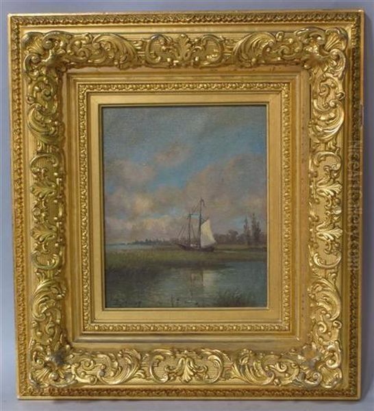 Sailboat Oil Painting by Charles Day Hunt