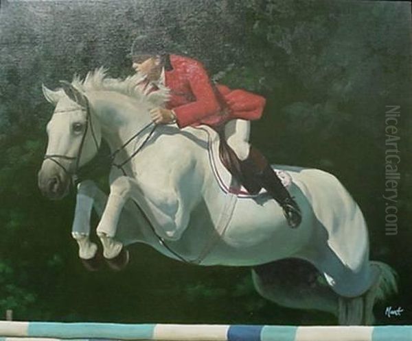 Equestrian Jumper Oil Painting by L. Hunt