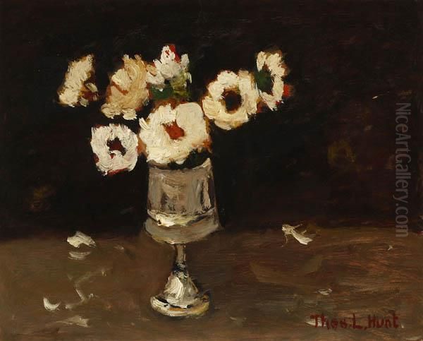 White Flowers In A
Footed Vase Oil Painting by Thomas Hunt