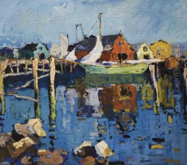 Boats At Dock Oil Painting by Thomas Hunt