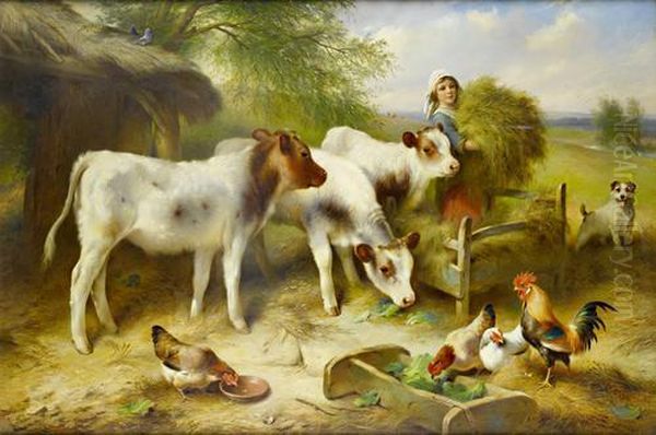 Feeding Time Oil Painting by Walter Hunt