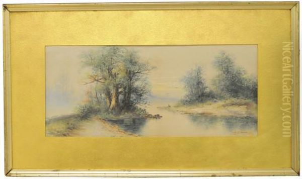 River
And Trees With Birds Oil Painting by Walter Simmons Hunt