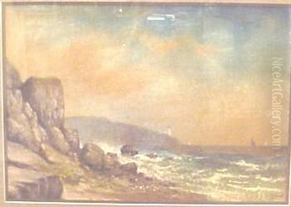 Coastal Landscape Featuring A Rocky Shore Oil Painting by Walter Simmons Hunt