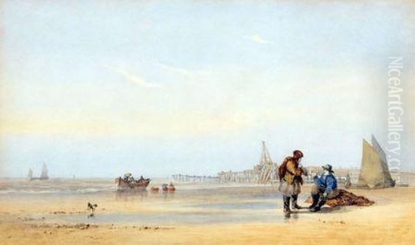 Fishermen At Great Yarmouth Oil Painting by William Howes Hunt