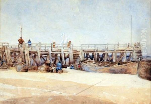 Fisherman At Yarmouth Jetty Oil Painting by William Howes Hunt