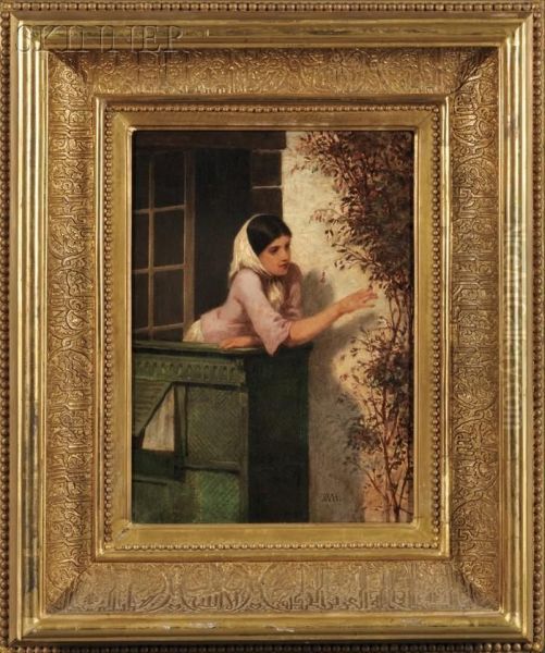 Young Woman On A Balcony Oil Painting by William Morris Hunt