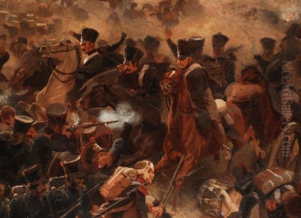 Die Schlacht Von
 Waterloo Oil Painting by Emil Hunten