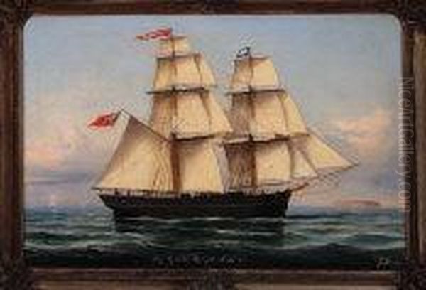 A Portrait Of The Snow-rigged Brig Cassandra Under Captain John Swales Oil Painting by Franz Johann (Wilhelm) Hunten