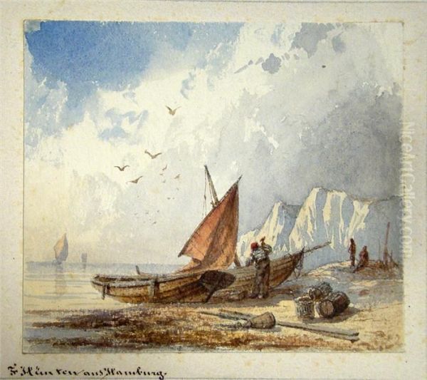 F. Hunten Aus Hamburg Oil Painting by Franz Johann (Wilhelm) Hunten