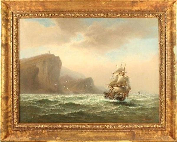 Segelboot Auf Rauer See Oil Painting by Franz Johann (Wilhelm) Hunten