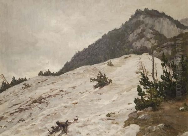 Schneebedeckte Berglandschaft Oil Painting by Max Hunten