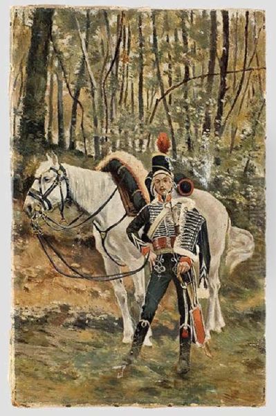 Husar Der Napoleonischen Zeit Oil Painting by Max Hunten