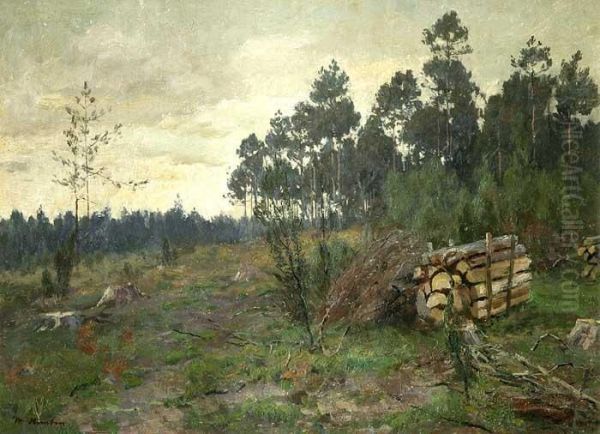 Waldlandschaft Oil Painting by Max Hunten