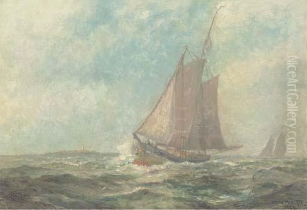 Sailing Off Shore Oil Painting by Frederick Leo Hunter