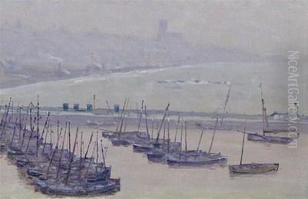 Boats At Anchor, Penzance Oil Painting by George Sherwood Hunter