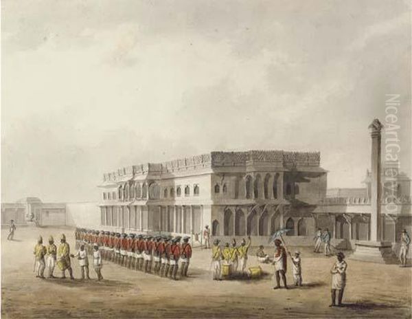 A View Of The North Of Tippoo's Palace, Bangalore Oil Painting by Hunter, Lieutenant James