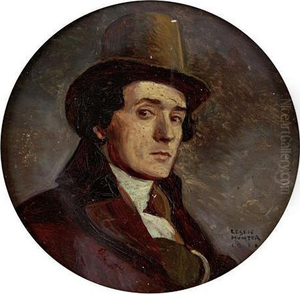 Portrait Vignette Of A Gentleman In Period Costume Oil Painting by George Leslie Hunter