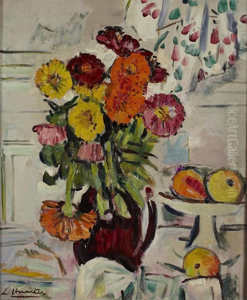 Still Life Of Mixed Flowers Oil Painting by George Leslie Hunter