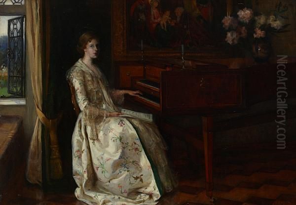 In The Music Room Oil Painting by Mary Ethel Young Hunter