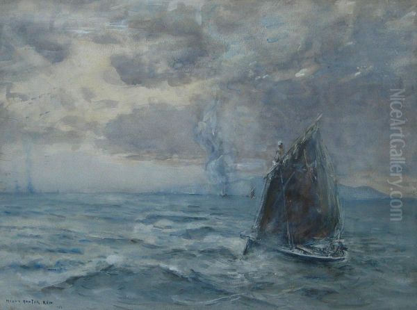 Fishing Fleet By Moonlight Oil Painting by Mason Hunter