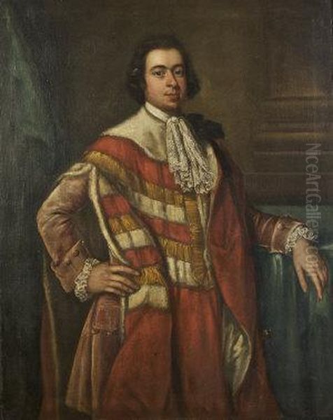 Portrait Of Edward, Baron Kingston (1764) Standing In Peers Robes Oil Painting by Robert Hunter