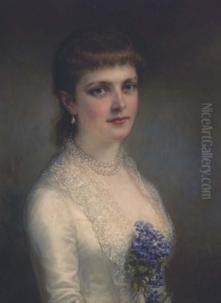 Portrait Of A Lady In A White Dress, Said To Be Emily Astor Oil Painting by Daniel Huntington