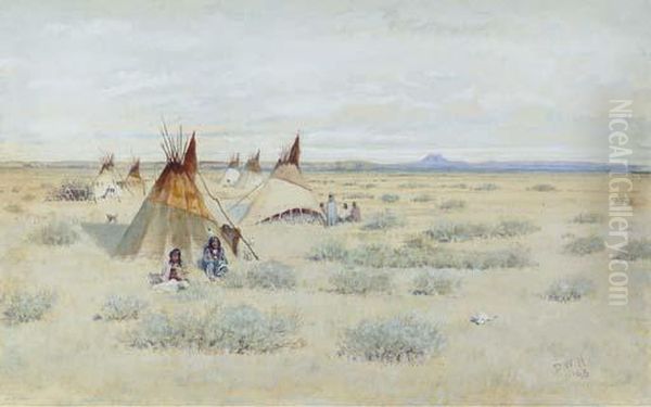 Camp Of Standing Bear Oil Painting by Dwight W. Huntington