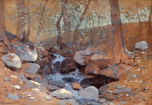 A Forest Stream Oil Painting by Hugh Huntington Howard