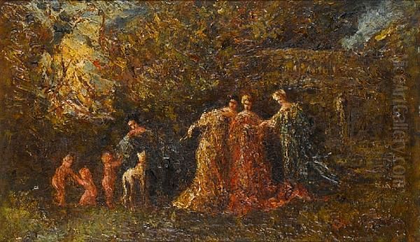 Fete Champetre Oil Painting by Adolphe-Joseph Huot