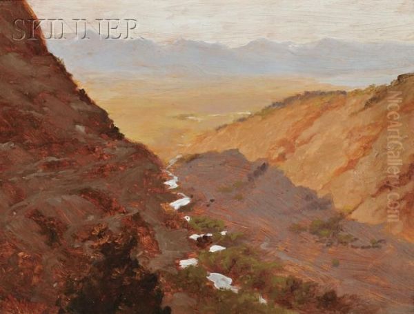 Emigration Canyon & Salt Lake Oil Painting by Arthur Russell Hurtt