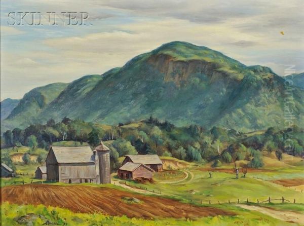 Grey Barns Oil Painting by Theodore Frederick Hussa