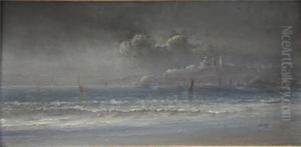 Kuste Mit Segelbooten Oil Painting by Otto Hussell