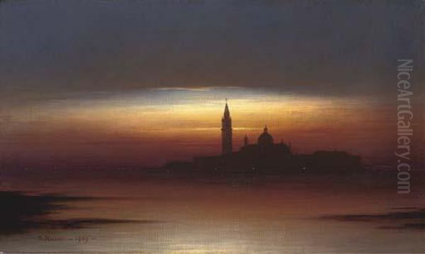 Venice From The Lagoon Oil Painting by Otto Hussell