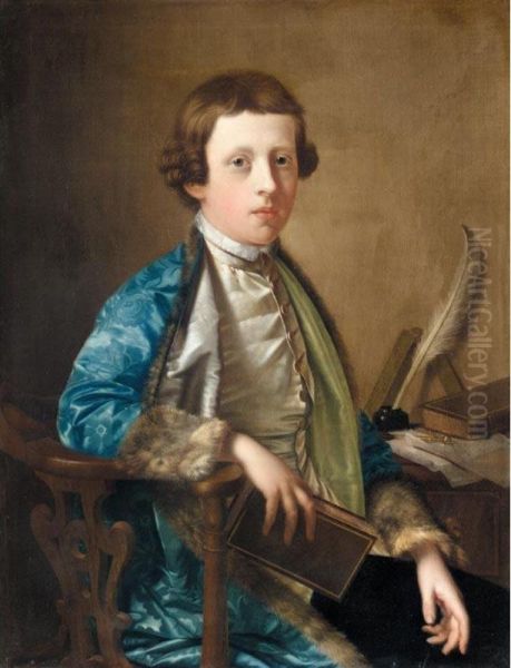 Portrait Of A Boy, Probably John Wolffe (1743-1758) Oil Painting by Giles Hussey