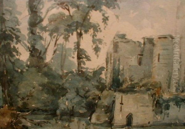 A View Of Raglan Castle Oil Painting by Henrietta Hussey