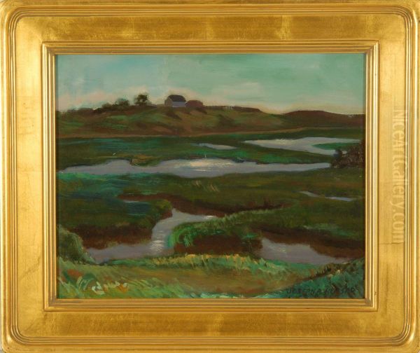 Late Spring Marsh Scape Oil Painting by Joseph Marie Husson