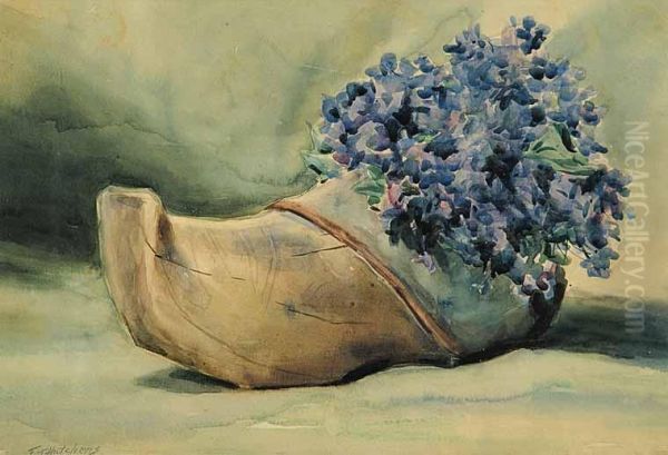 Untitled - Wooden Shoe Planter Oil Painting by Frank Townsend Hutchens