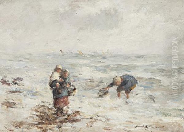 Young Fisherfolk Oil Painting by Robert Gemmell Hutchison