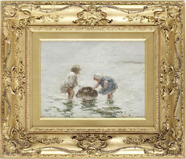 Young Fishergirls Oil Painting by Robert Gemmell Hutchison