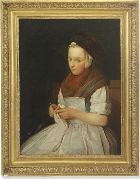 Portrait Of A Young Girl Oil Painting by Charles-Francois Hutin