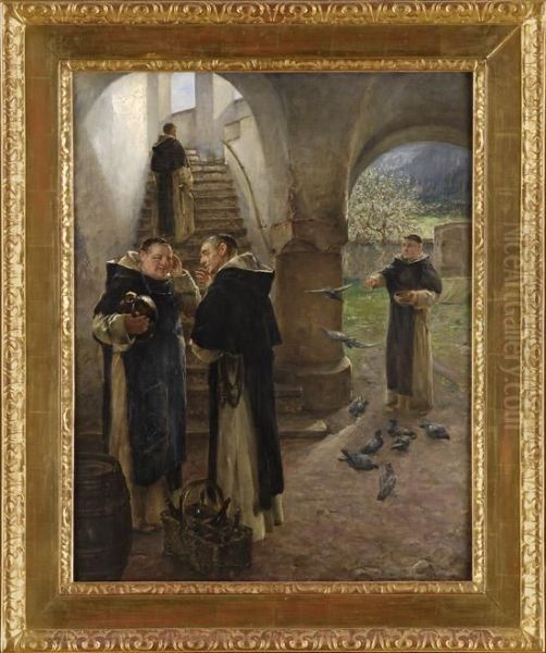 Die Klosterbruder. Oil Painting by Arthur Hutschenreuter