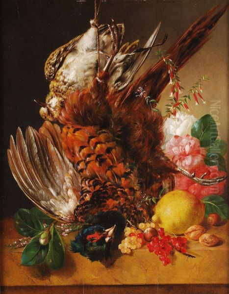 A Still Life With Fruit, Flowers And Game Oil Painting by Francois-Joseph Huygens