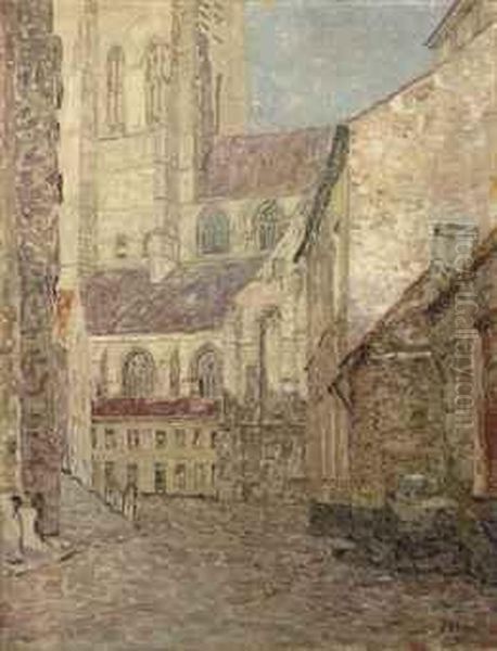 View Of The St. Rombout Church, Mechelen Oil Painting by Modest Huys