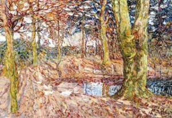 Le Parc En Automne, Vijve St Elooi Oil Painting by Modest Huys